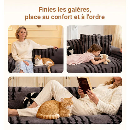 Housse de canapé en peluche douce et antidérapante